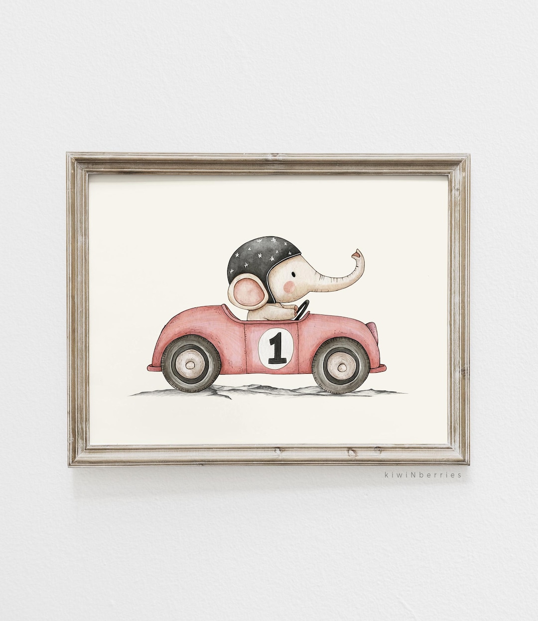 Elephant Race Car Nursery Print, Kids Room Art (digital Download) - Etsy