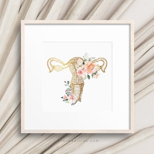 Uterus Print, Anatomy Medical wall art, Uterus Anatomy Poster, Female Reproductive System, Uterus Art, OBGYN Gift, Flower Uterus art print