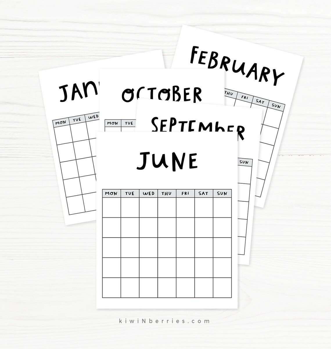 Undated Printable Calendar Dateless Calendar Minimalist - Etsy