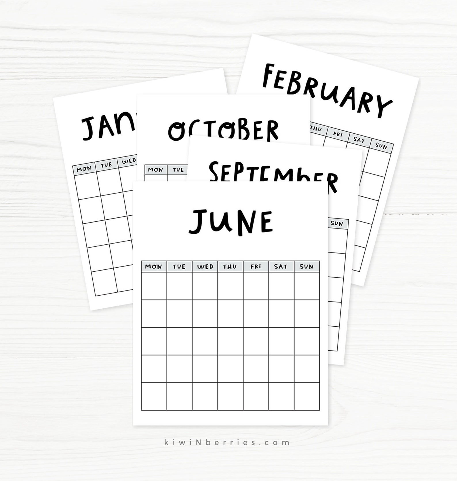 Undated Printable Calendar Dateless Calendar Minimalist - Etsy