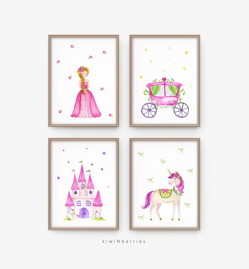 Princess Wall Art Princess Themed Nursery Toddler Girl Etsy