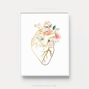 Anatomical heart print, Medical Student Gift, Nurse gift, Printable medical art, Medicine Poster,Doctor Office Decor,Anatomy Art,Nurse Decor