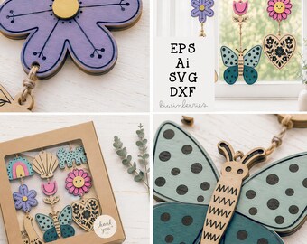 Wooden Charm SVG Bundle, Laser Cut Files, Glowforge Cricut, DXF Ai Eps Dxf, Hanging Charms, Wood Diy Crafts