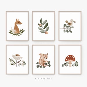 Boho Nursery prints, Earth Neutral Wall art, Printable Nursery Art,Forest Woodland,Boho Kids Room Decor,Organic Wall art,Set of 6 printables