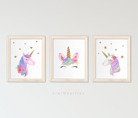 Unicorn printable Unicorn wall art Girls room decor | Etsy