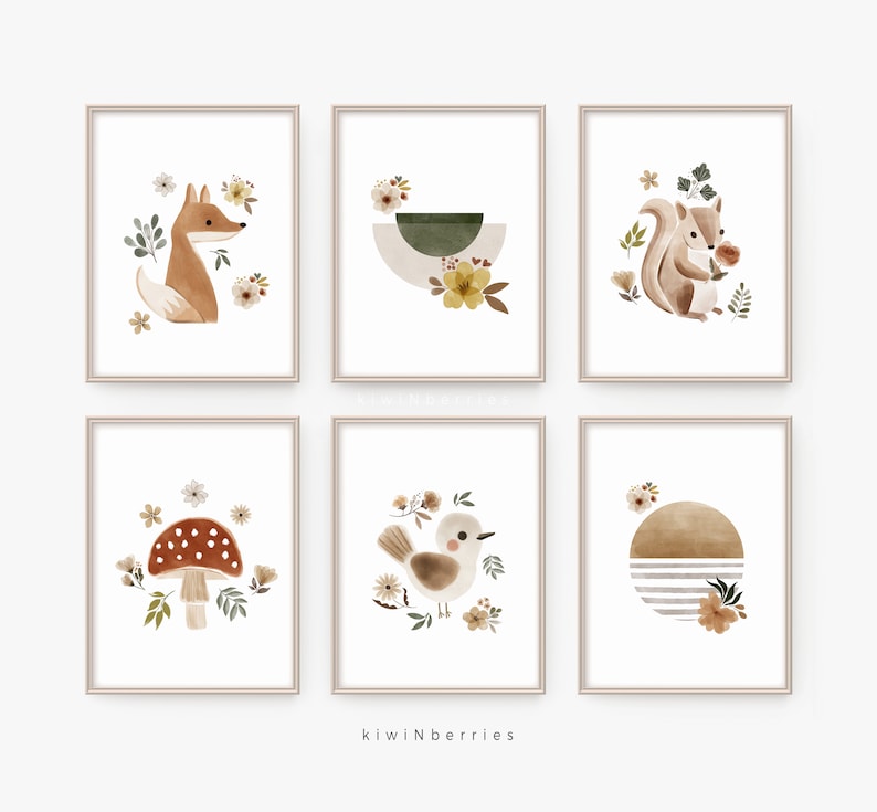 Forest Nursery Wall Art Neutral Nursery Art Prints Printable Etsy