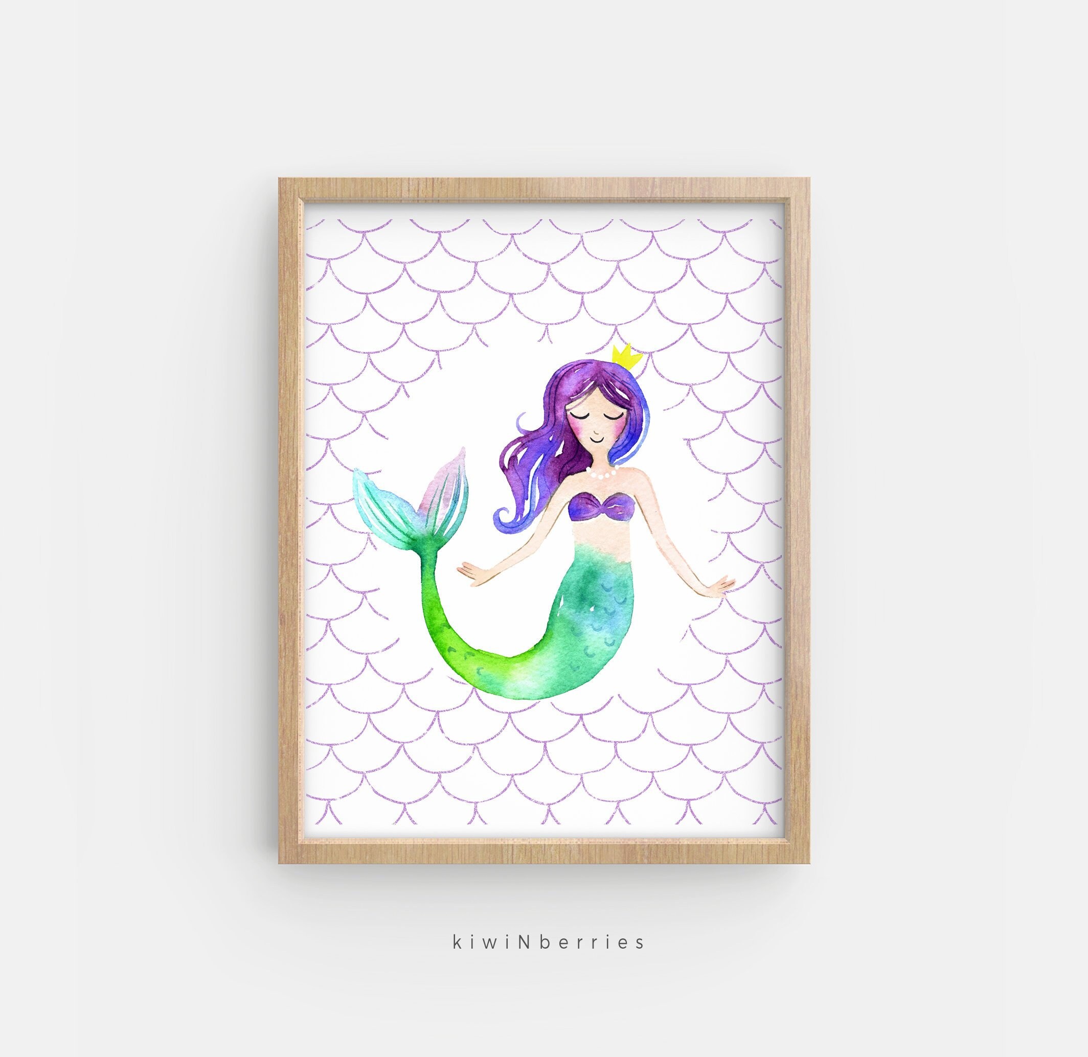 Mermaid Print Printable Gift for Little Girls Mermaid Wall - Etsy