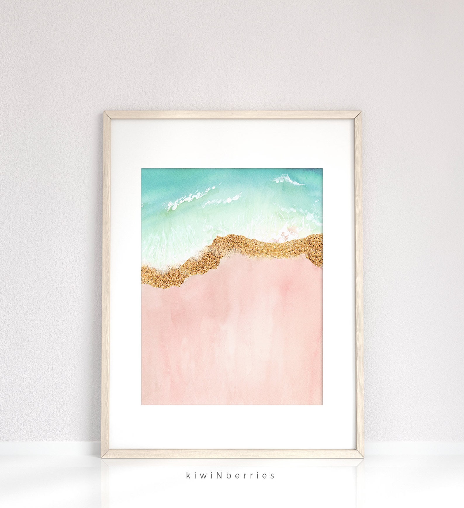 Pink Beach Print Abstract Watercolor Art Watercolor Prints Etsy