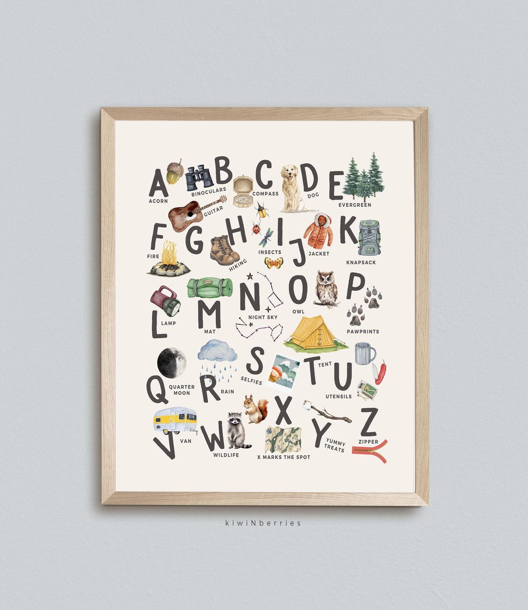 Camping Alphabet Printable, Adventure ABC Wall Art, Nature Kids Room ...