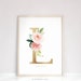 Boho nursery name, Baby shower gift, Baby girl wall art, Personalized prints, Blush pink and gold, Floral initial print - Custom name art