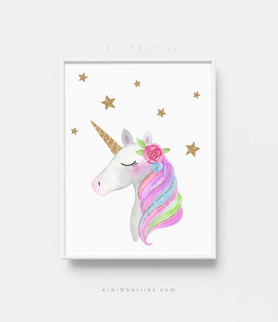 Pink Unicorn Print Unicorn Glitter Printable Baby Girl | Etsy