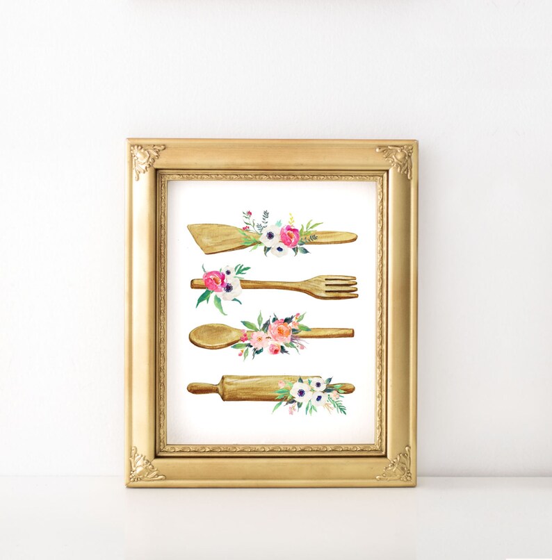 Kitchen Print Kitchen Utensils Poster Kitchen Wall Art Etsy