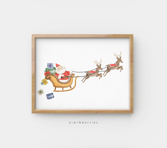 Impresión de Santa Claus Arte mural de Papá Noel y trineo - Etsy España Impresión de Santa Claus Arte mural de Papá Noel y trineo - Etsy España