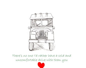 Landrover love greeting card valentines/anniversary