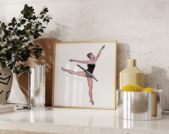 Ballerina Art Print,Dancer Print, Wall Decoration,Minimal Modern Print, Gift for her,Limited Edition Giclee Print from Watercolour Painting