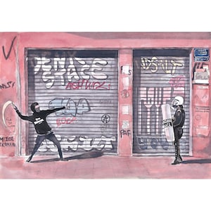 Streets of Athens Art Print,Athens Anarchy, Graffiti in Athens Print, Large Art Print, Architectural Art Print, Limited Edition Giclee Print image 1