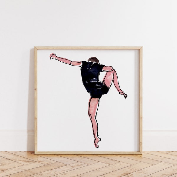 Contemporary Dancer Print, Modern Dance Art Print,Wall Decoration,Minimal Modern Art,Limited Edition Giclee Print from Watercolour Painting