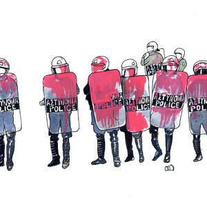 Fuerza Rosa, Ilustración Pop, Policía Antidisturbios de Atenas, Impresión de Arte Griego De Dibujos Animados, Arte Pop Griego Humorístico, Impresión de Arte Moderno de Atenas