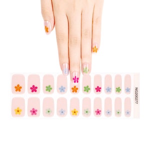 Flower Power (Semi-Transparent) - Semi-Cured UV Gel Nail Stickers/Wraps/Strips