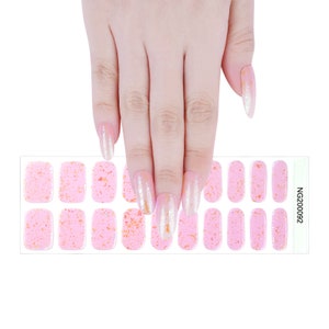 Pink Crystal - Semi-Cured UV Gel Nail Stickers/Wraps/Strips