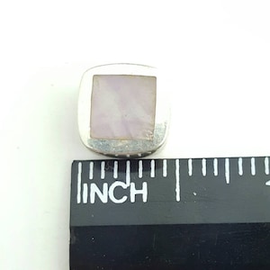 Vintage Sterling Silver Pink Moonstone Square Slide Charm Pendant