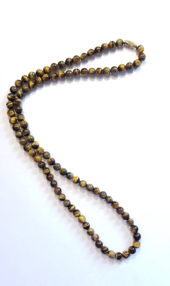 Awesome Vintage Tiger's Eye Round Beaded Necklace… - image 3
