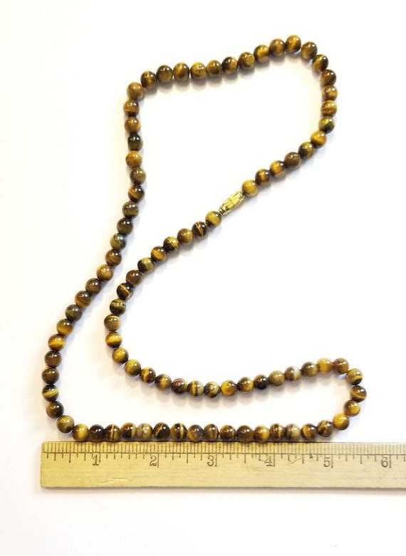 Awesome Vintage Tiger's Eye Round Beaded Necklace… - image 7