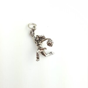 Vintage Sterling Silver Three Dimensional Cheerleader with Pom Poms Punch Up Charm