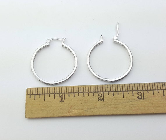 Elegant Vintage Sterling Silver Round Hoop Earrin… - image 5