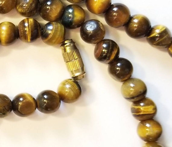 Awesome Vintage Tiger's Eye Round Beaded Necklace… - image 6