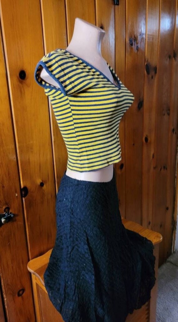 Vintage Multi-style Set- XS Flowy Black Layered Floral Lace Skirt