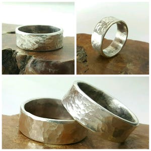 Custom Hand-Forged Sterling Silver Hammer Textured Personalized Ring