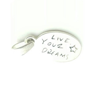 Vintage Sterling Silver Live Your Dreams, Star, Dream Text Reversible Charm