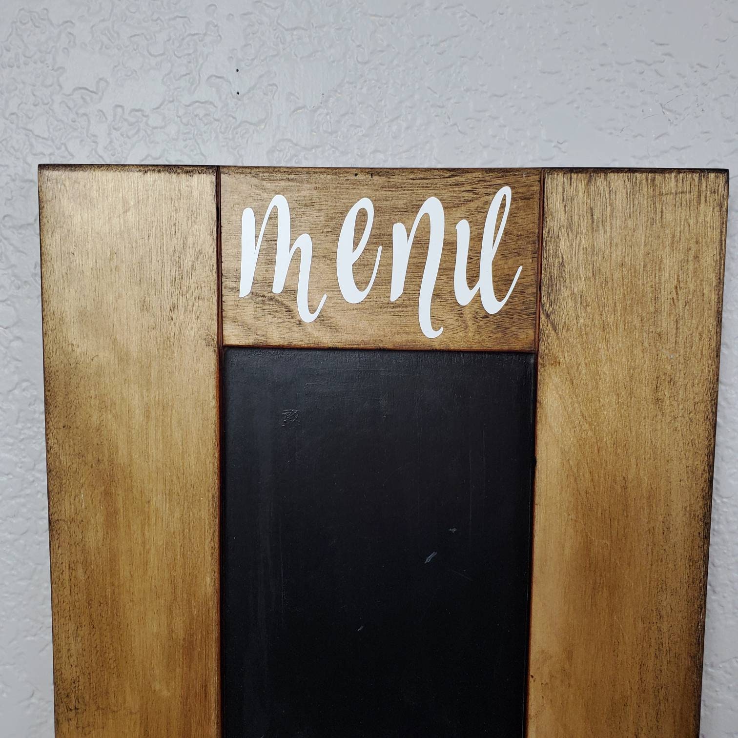 Chalkboard menu board with hooks and chalk storage Etsy