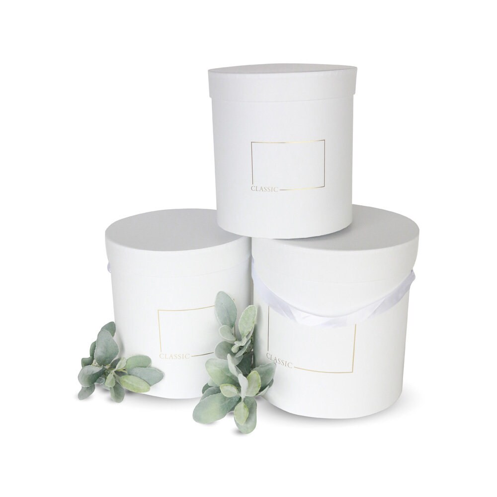 Large Set of 3 Round Flower/gift Boxes With Lids Classic Etsy