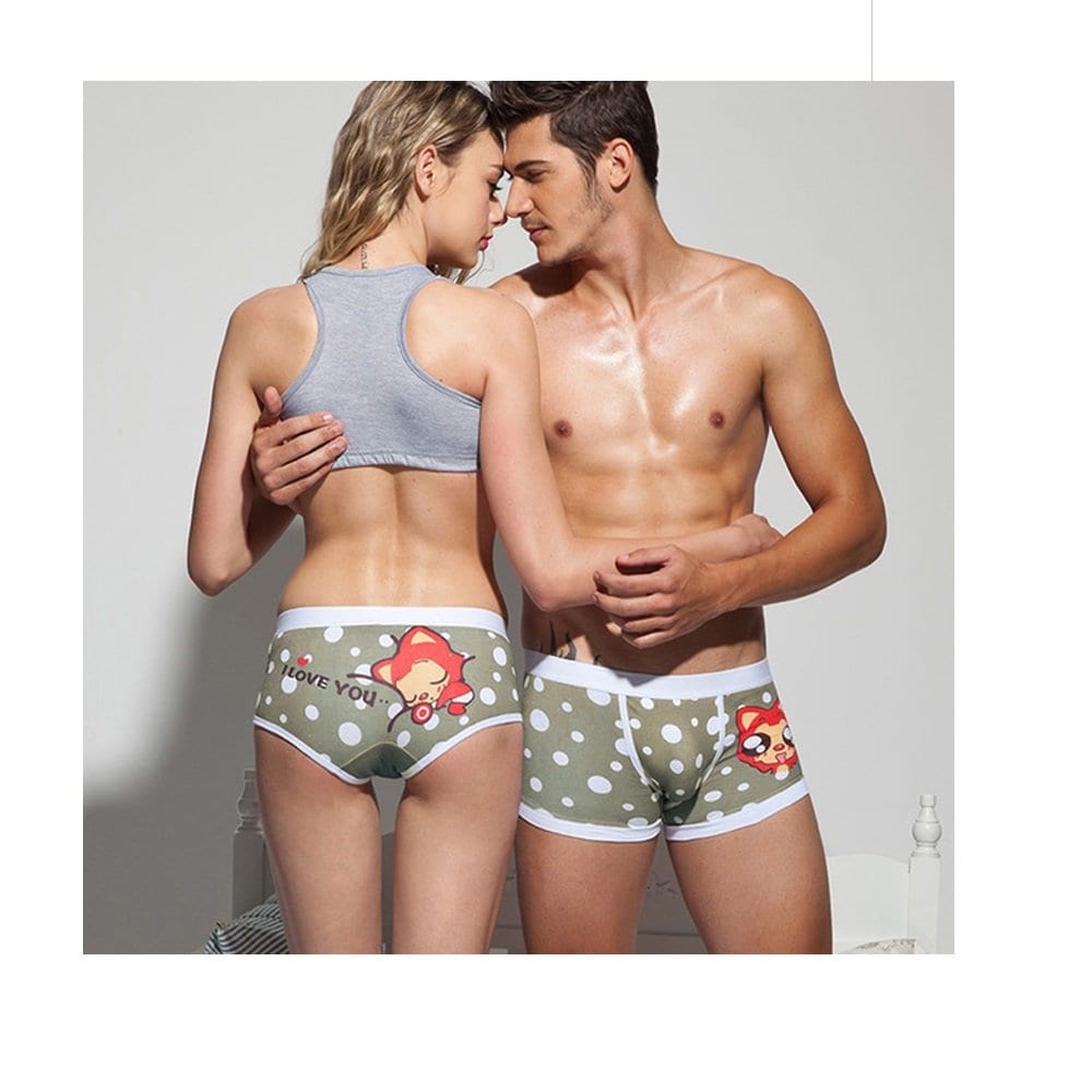 Pancherry - Couple Matching Set: Dog Print Panties + Boxers