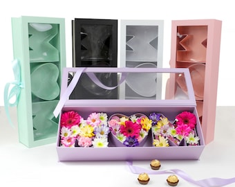 NEW Design “MOM” Box, Clear Top, Plastic Liner, Ribbon, Various Colors, W230