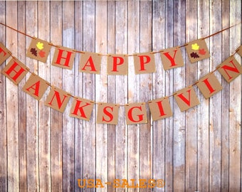 Happy Thanksgiving Day Banner, Thanksgiving Decorations