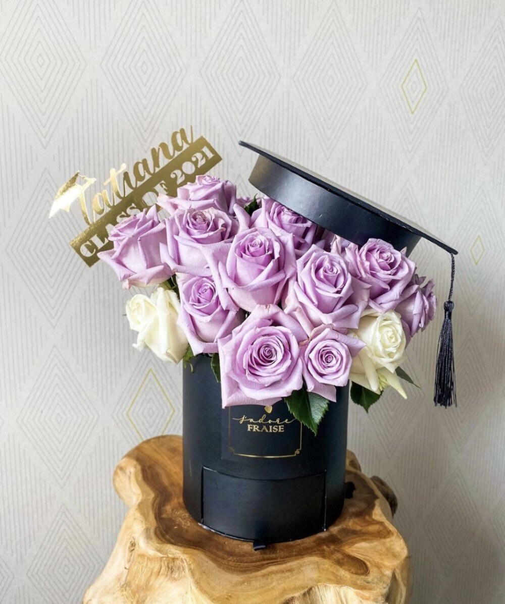 Graduation Flower/gift Box Black W7957 Etsy