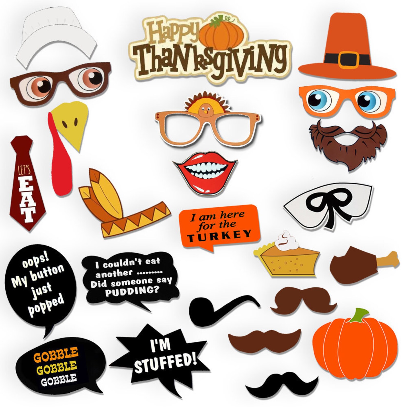 Thanksgiving Day Photo Booth Props Happy Thanksgiving Photo - Etsy