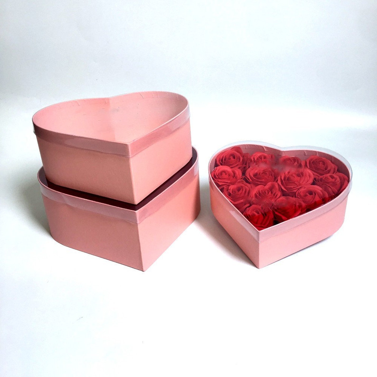 Heart Shaped Flower Box Gift Floral Box Set of 3 Various Etsy