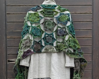 Countryside Boho Crochet Shawl Handmade Elegant Wrap Stunning Bohemian Scarf Hippie