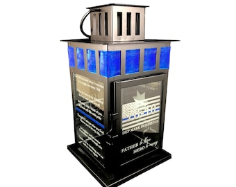 Small Police Memorial Lantern, Fallen Police Officer Gift, Memorial Lantern, Police Memorial Gift, End of Watch Gift, End of Watch Memorial