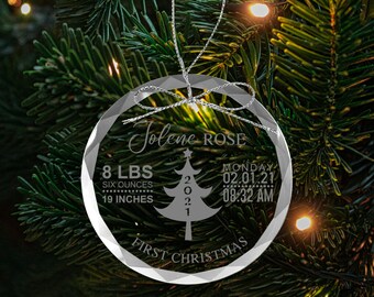 Baby's First Christmas Glass Ornament: Custom Laser Engraved
