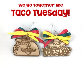 Taco Ornament Set, Taco Tuesday Ornament Set, Taco Love Ornament, Couple Ornament Set, Taco Lover Ornament Funny, Taco Tuesday Ornament