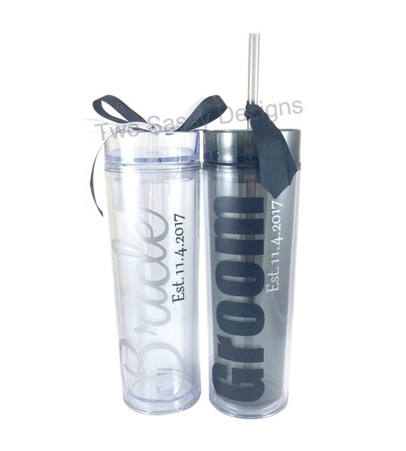 Bride And Groom Tumbler Set Bride And Groom Cups Honeymoon Etsy