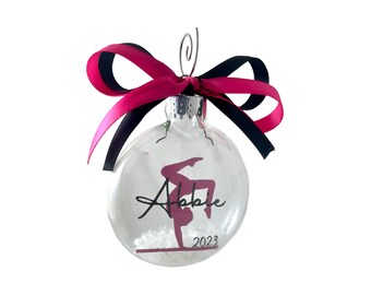 Personalized Gymnastics Ornament, Custom Gymnastics Floating Ornament, Christmas ornament, Floating Gymnastics Ornament, Holiday Ornament