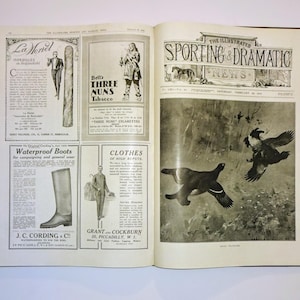 1919 The ILLUSTRATED SPORTING & DRAMATIC News - Bound Volume Jan-Feb, Hunting Tennis Fishing Rugby Theater Golf Skating Track Flying etc.