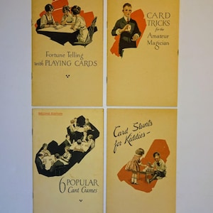1921 Fortune Telling - Card Tricks - Card Stunts - Card Games, 4 U.S. Playing Card Co. Booklets