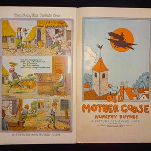 1926 OLD MOTHER GOOSE Nursery Rhymes, Color Illustrations, Jack & Jill, Mary Had a Little Lamb, Little Miss Muffet, Old King Cole, etc. image 8